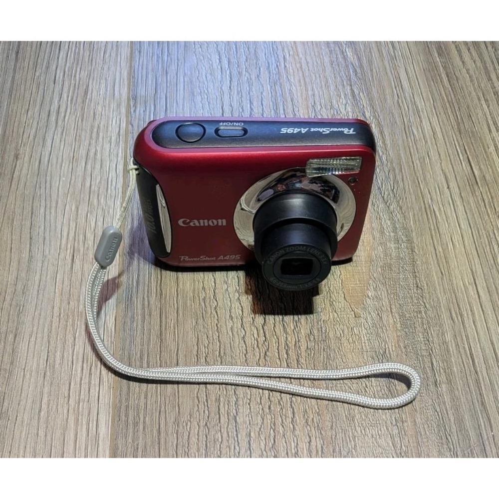 Canon PowerShot A495 10.0MP Digital Camera Red PC1470 3.3x Optical Zoom no flash
